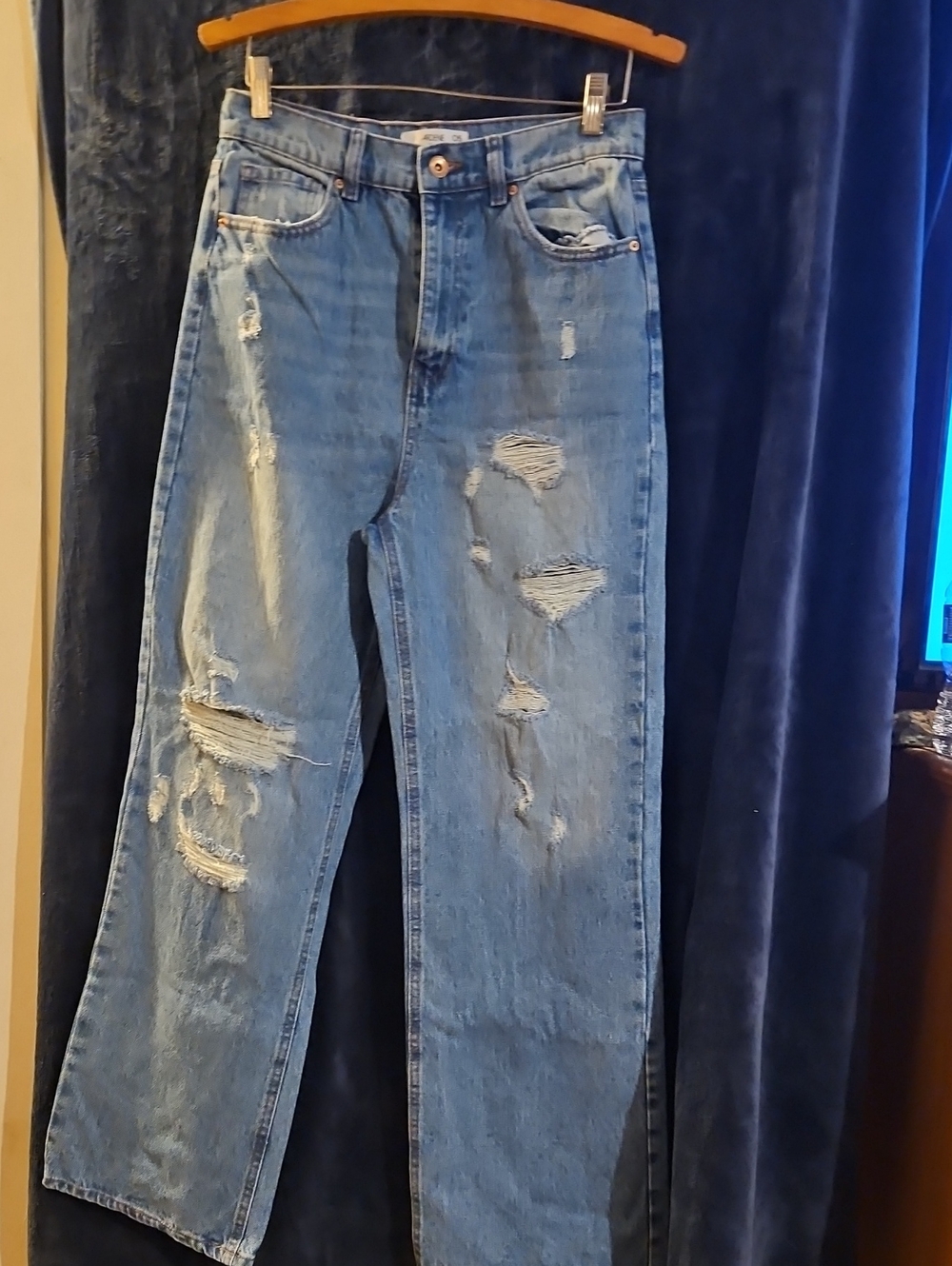 Ardene Light Blue Distressed Straight Leg Jeans